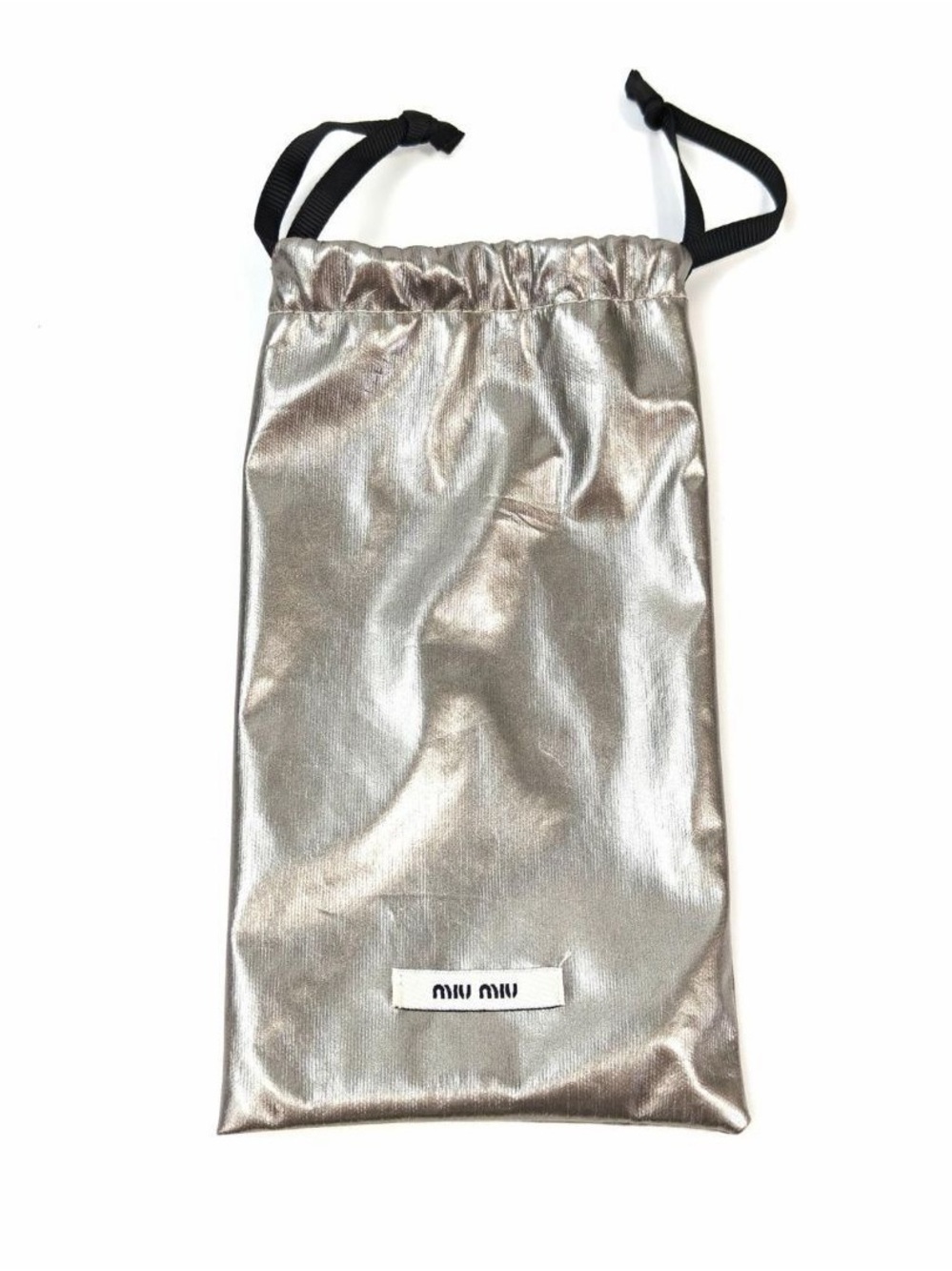 Miu Miu Metallic Silver Drawstring Pouch